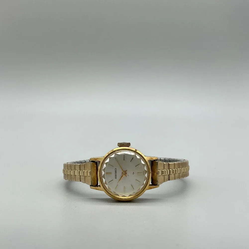 Vintage Seiko Womens Watch 18mm Gold Plated 11-0109 Stretch Manual Wind